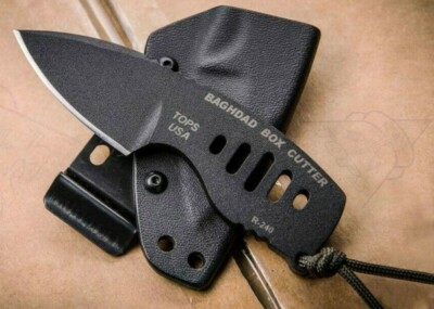 TOPS Baghdad Box Cutter Fixed Knife 2.37'' 1095HC Steel One Piece Construction