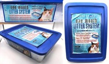 Cat Litter Box System One Month Tray Scoop  Blue White Crystals-Clear Choice 4 
