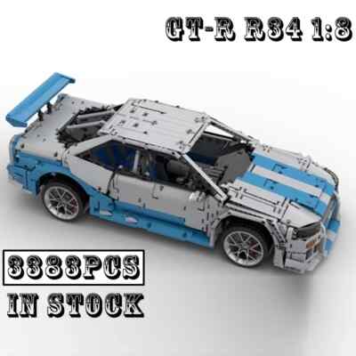 小物 UNCROWO skyline 3383 pcs Nissan Skyline GT-R R34 Coupe Building Blocks Set 1:8