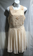 NEW LOOK WOMENS PEACH PINK FLORAL PARTY/FORMAL/PROM DRESS SIZE: 12/40 (WD263)