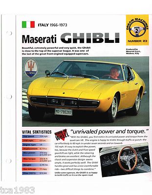 MASERATI GHIBLI SPEC SHEET / Brochure / Catalog / Photo's: 1967