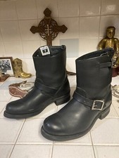 FRYE Authentic Vintage Black Label LEATHER MADE in USA SHORT HARNESS Boots 10 M