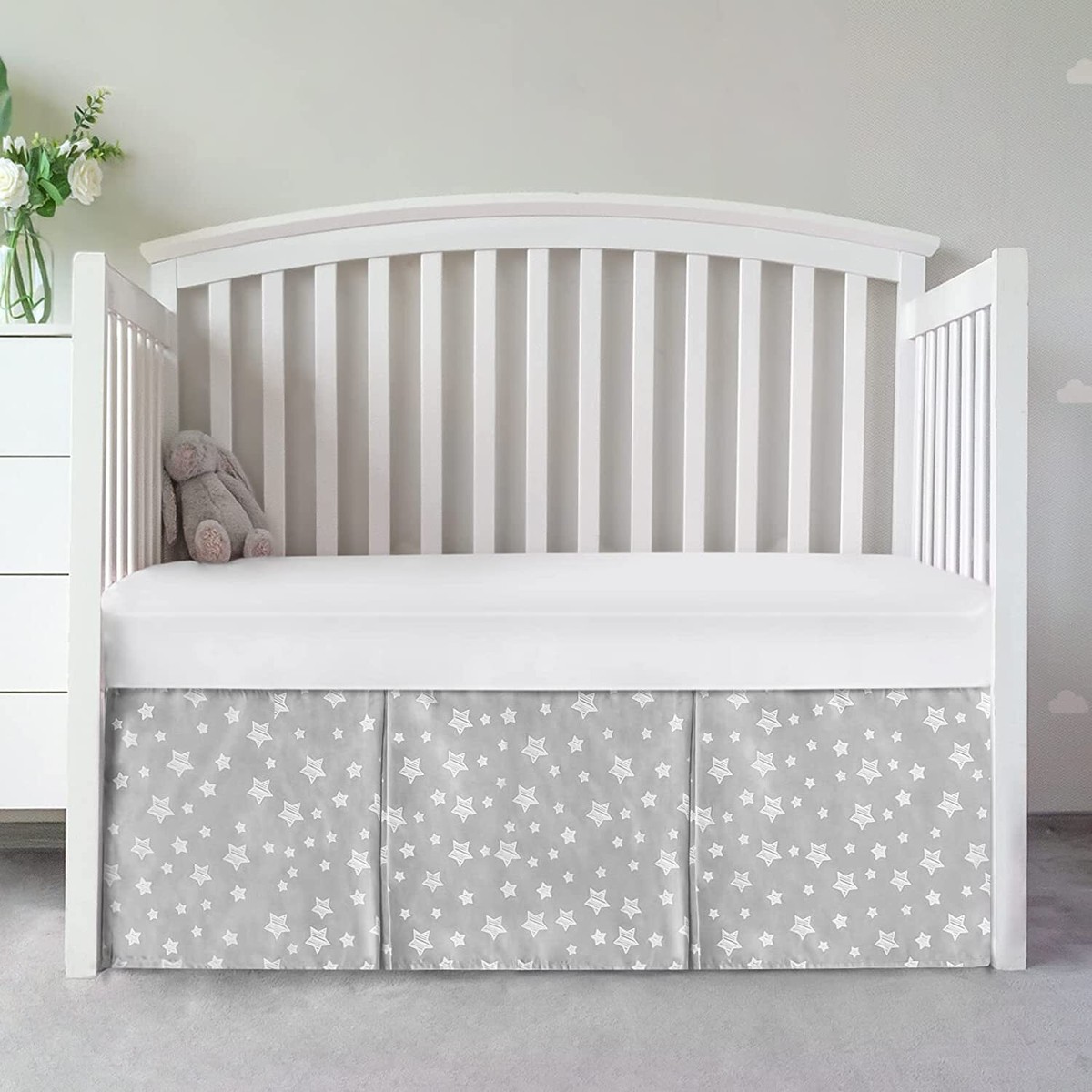 Crib Skirt Toddler Bed Skirts Pleated Dust Ruffle Machine Washable 52