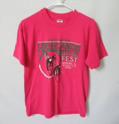 Highlands Bike Fest pink crew neck short sleeve graphic t-shirt *Sz M*