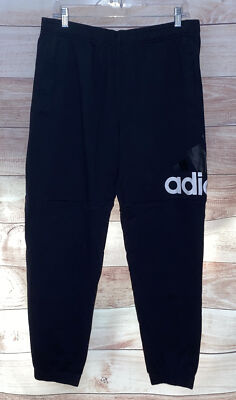 Adidas Mens Training Pants Size Large Black ESS Logo T P SJ 2 Pockets NWT LBB76