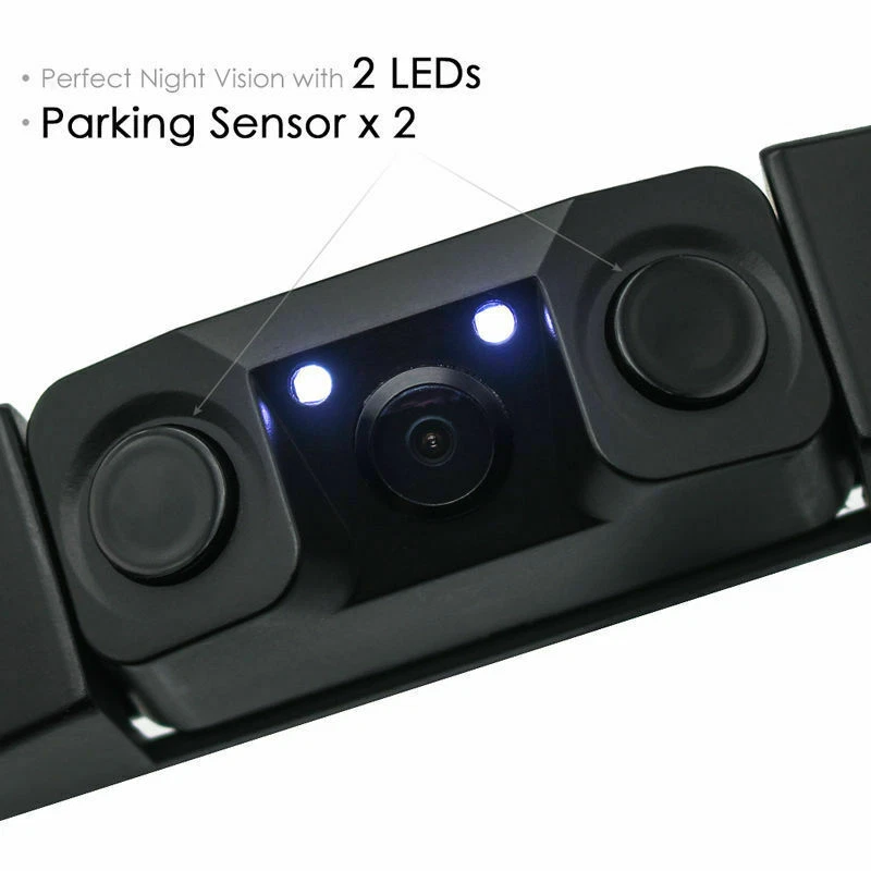 Car Parking Sensor Radar Rearview Backup Camera License Plate Frame Night - Image 4 of 4