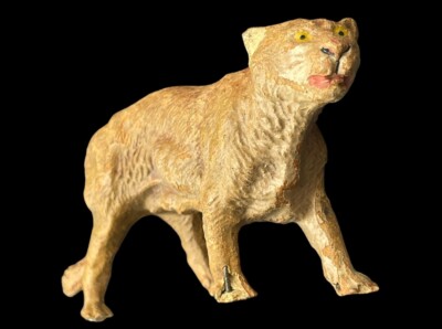 Antique Vintage Germany Composition Elastolin Lion Tiger Animal Figurine 4''