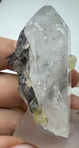 QUARZ Tansanit Prehnit Kristall (37gr) Roh Tanzanite Quartz Prehnite Crystal - Picture 8 of 8