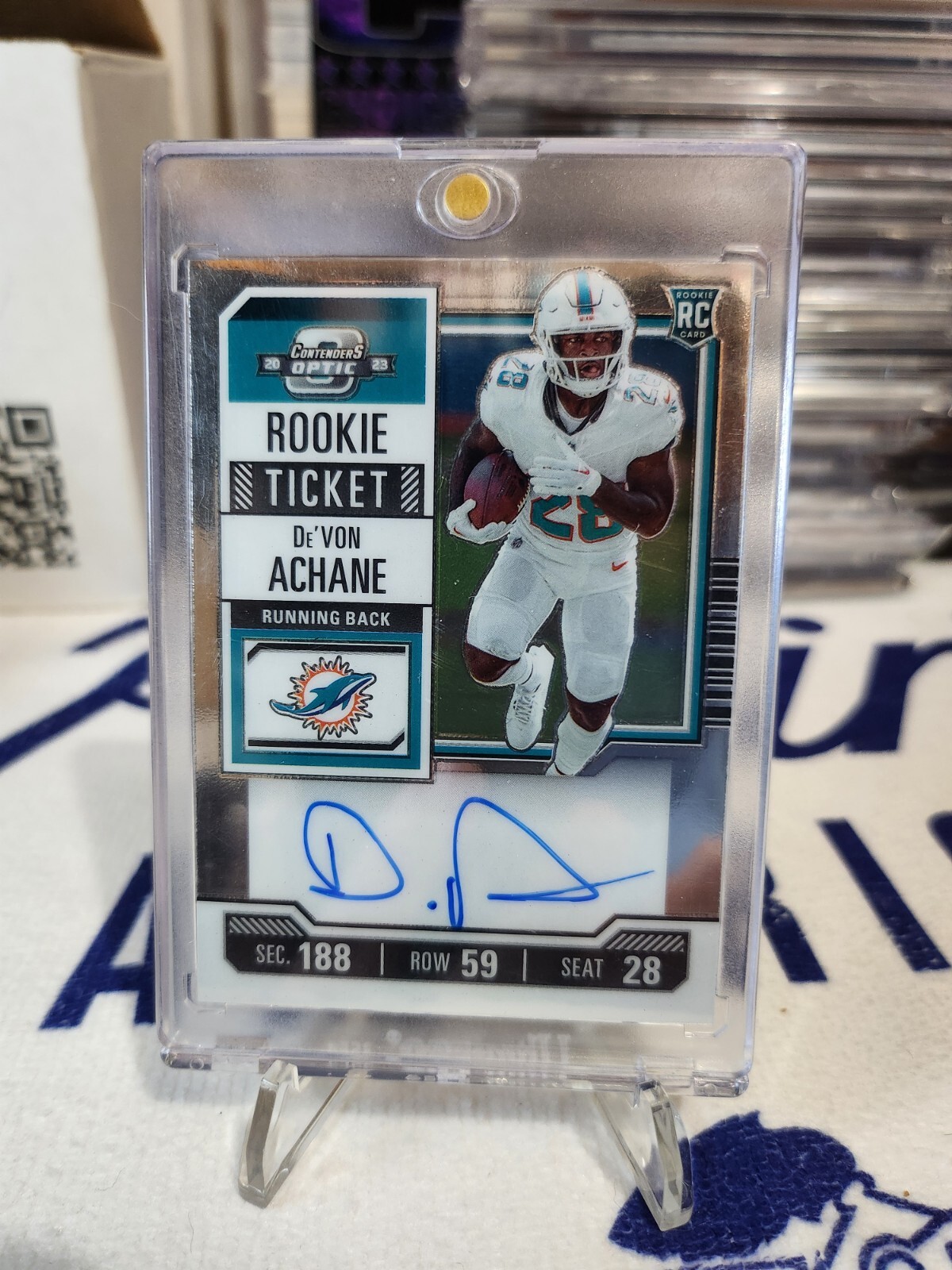 2023 Contenders Optic DeVon Achane Rookie Ticket Auto Dolphins