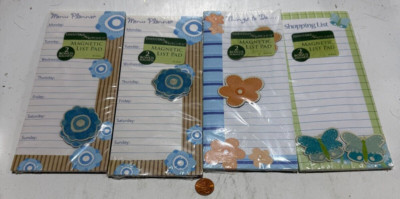 Lot Of 4 Magnetic List Pads By Noteworthy W/ 2 Magnets Each 8.5'' X 3.75''