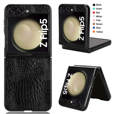 For Samsung Galaxy Z Flip 6 5 4 3 Shcokproof Crocodile Leather Slim Case Cover