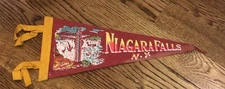 Vintage 1960s Niagara Falls NY Red Felt Pennant 12” Long “Conservation Tower”