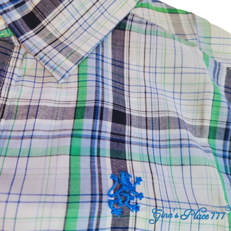 Camisa French Toast para niño a cuadros manga corta con botones azul/verde, XL Foto 4 de 4