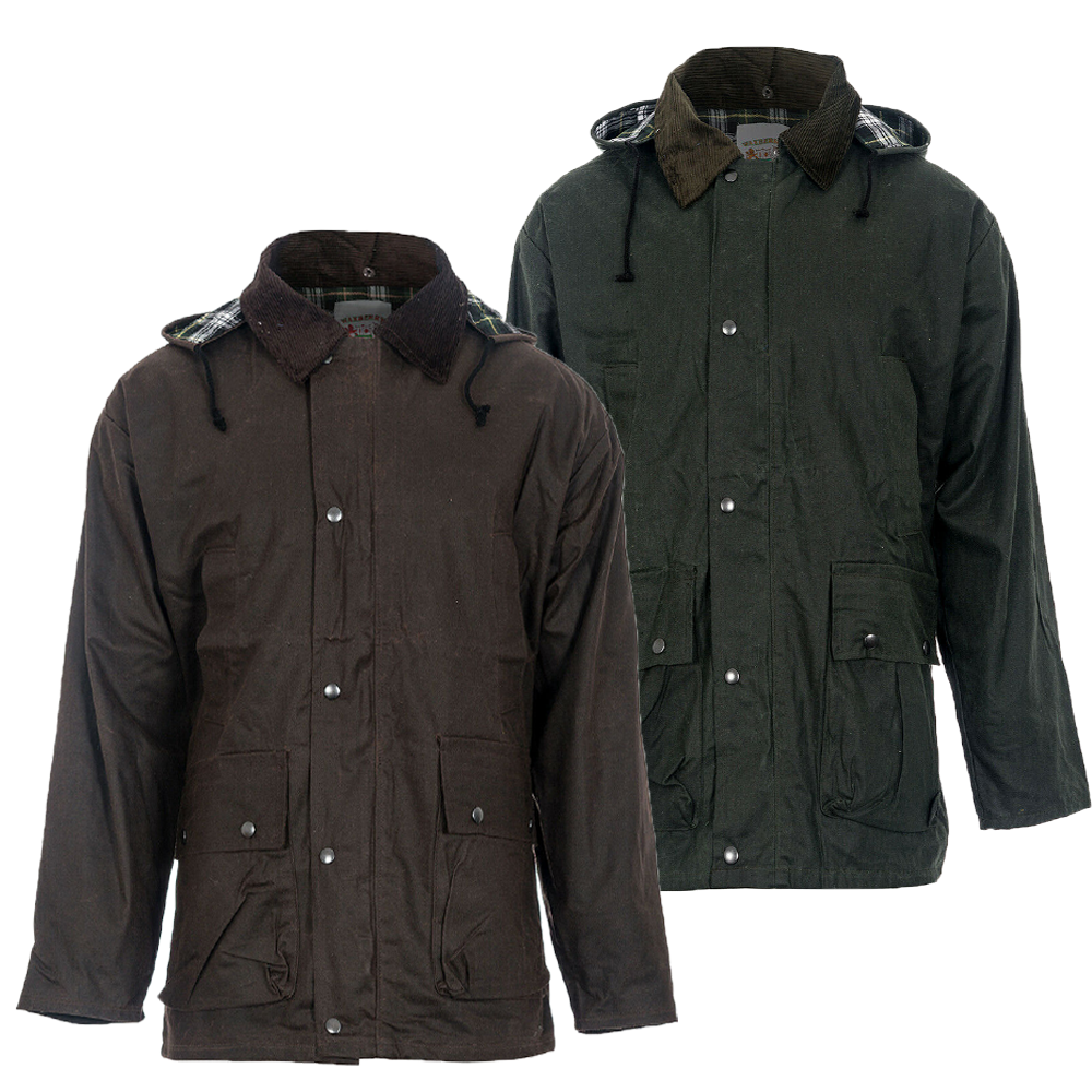 Mens Countryman Padded Wax Cotton Hooded Hunting Fishing Farming Jacket
