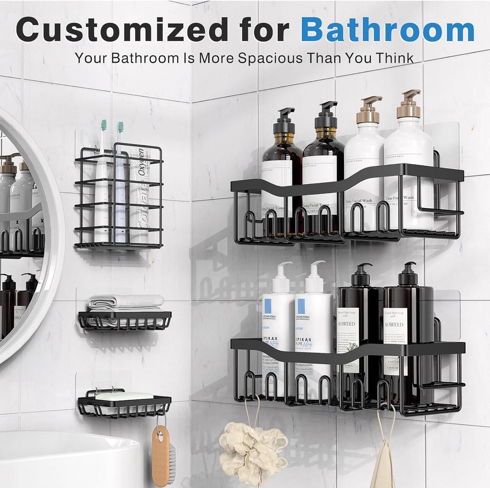 Shower Caddy 5 Pack,Adhesive Shower Organizer for Bathroom Storage&Home