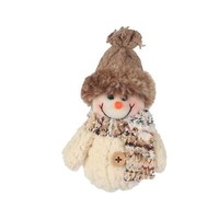PlüSch Schneemann Weihnachts Ornament Dekoration Beige - 15Cm Flauschiger Schal