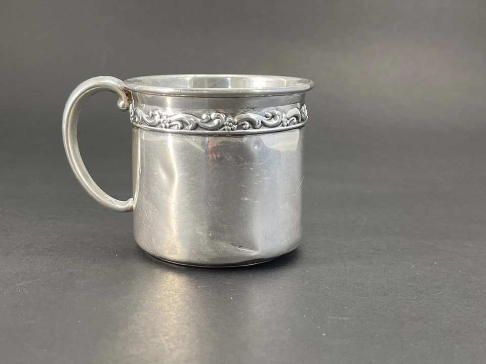 Taza bebé niño plata esterlina patrón tara caña y cartón, 57,1 g Foto 4 de 4