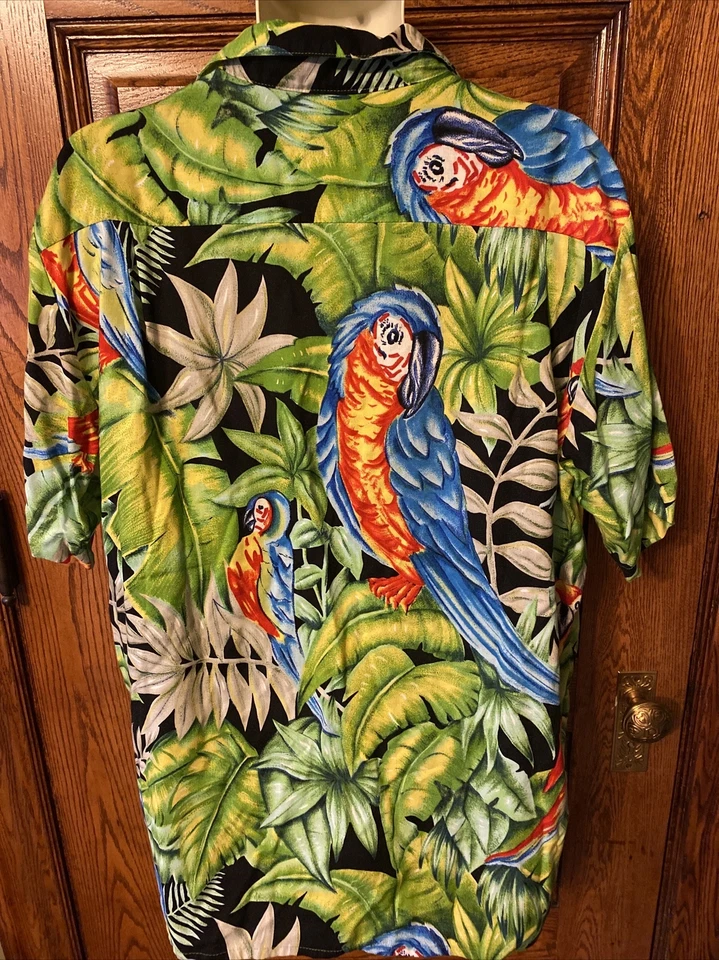 Vintage 90's Genuine Ocean Current Tropical Hawaiian Parrots SHIRT, Mens M - Image 2 of 3