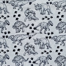 Dinosaur Sheets 100 COTTON  Size FULL  WHITE BLUE DINOSAURS
