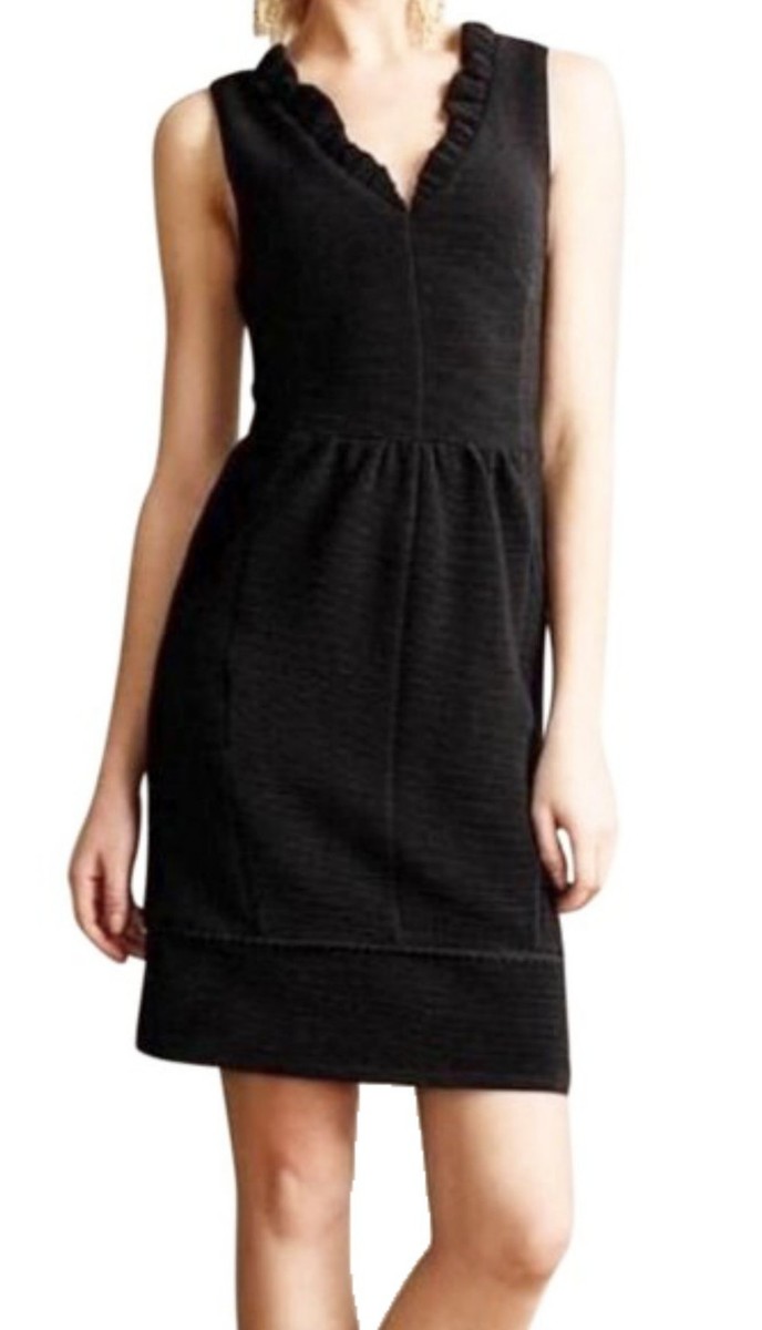 anthropologie black ruffle dress Ridged Ruffles X Small 0 Textured Classic Fit + Flare lookbook:everyday_essentials Universal Standard for J.Crew Color:NAVY/TEAL Falls 37 from shoulder