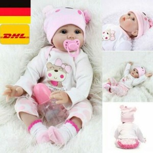 NEU Reborn Puppen Baby 55cm Lebensecht Handgefertigt Weich Silikon-Vinyl Mädchen