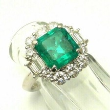 Art Deco 3Ct Asscher Cut Lab Created Diamond 14K White Gold FN Engagement Ring