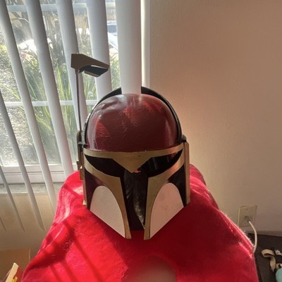 Star Wars Boba Fett Mandalorian Style Helmet Costume Prop Red Black Gold