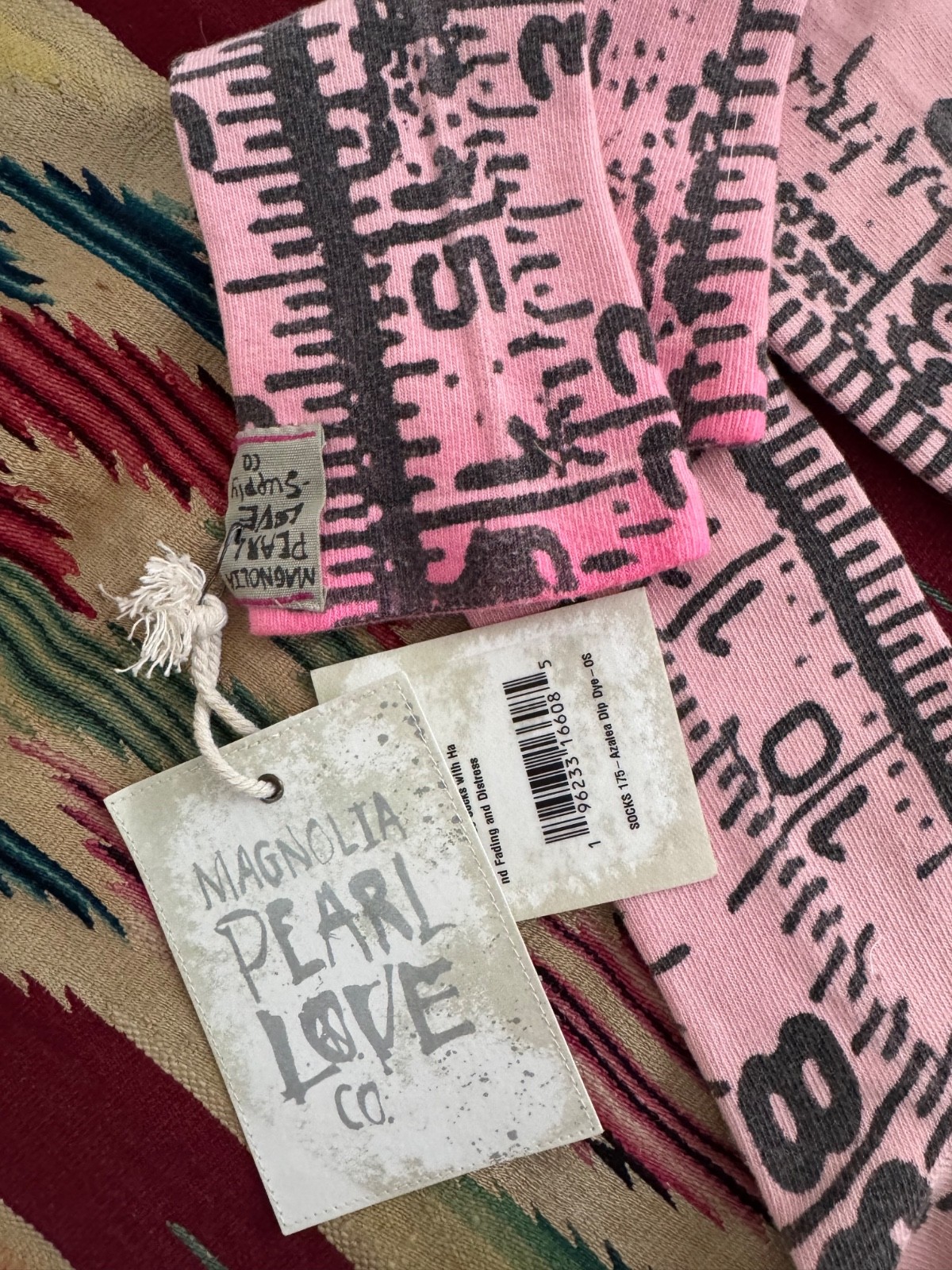 RARE Magnolia Pearl Pink Measuring Tapeline OTK Socks NWT image 3