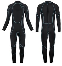 Kids Wetsuit 3mm Neoprene Thermal Long Sleeve Dive Suit Black/Aqua OMGear SZ 14
