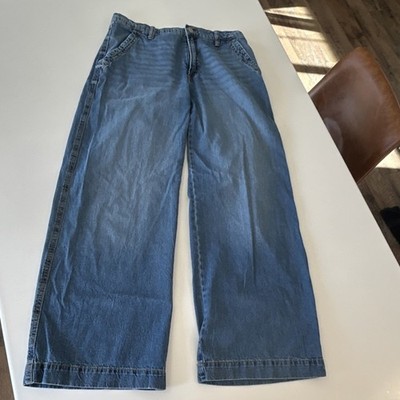 Wide Leg classic capsule wardrobe  basic High Rise Jeans Blue Denim Women sz 8