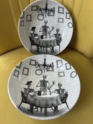 Pair Of Royal Stafford Bone Appetit Pasta Bowls Brand New Goth Halloween Decor
