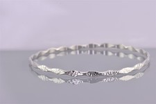 Sterling Silver 3mm Wavy Solid Textured Stackable Bangle 925 Bracelet 8"