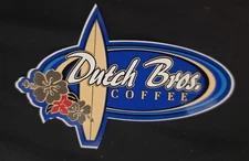 Dutch Bros Coffee Sticker Surfboard with Hibiscus Flowers BLUE- VERY RARE
