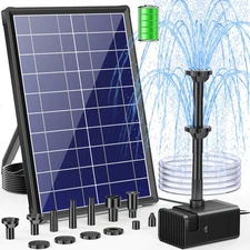 POPOSOAP Solar Fountain Pump with 3600mAh Battery Backup 8W Solar Powered Bir...