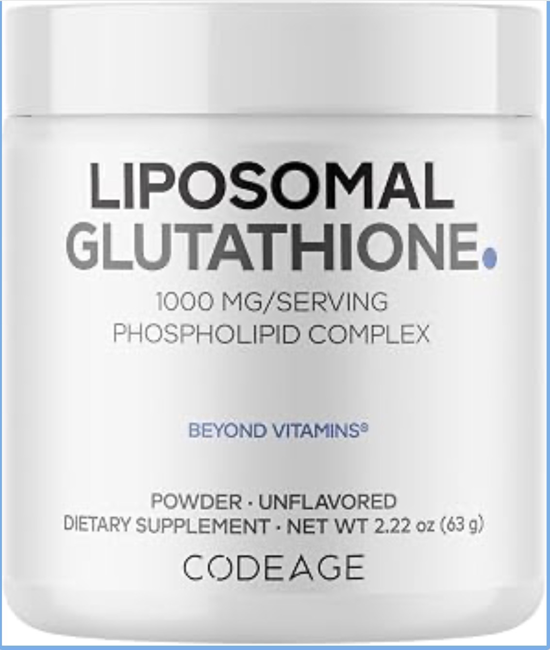 codeage Liposomal Glutathione Powder, Unflavored, 2.22 oz 1000mg EXP:01/28/2027