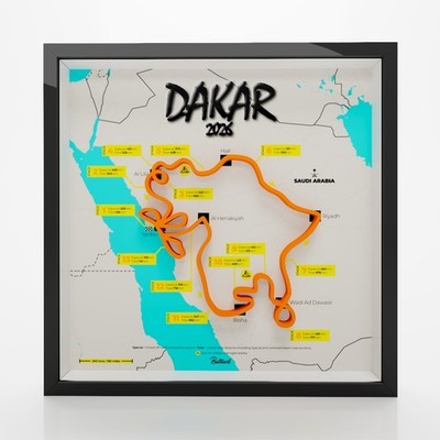 Dakar 2026 3D Shadow Box - Rally Racing Circuit Wall Art