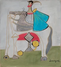 Óscar Domínguez Signed Surrealist Abstract Oil Painting on Canvas - Spanish Art