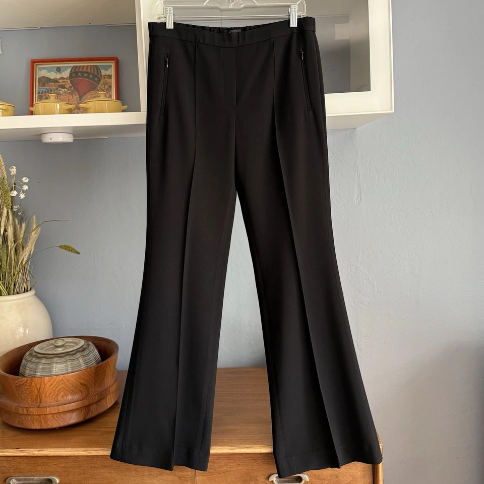 Theory Pull-on Demitria Admiral Crepe Pants Trouser Black Flare Leg Mid-Rise 8