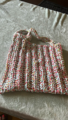 Handgefertigte gehäkelte Schultertasche Damen/Baumwolle/Mehrfarbig/ungefüttert