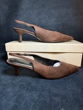 Brown Pointed Toe Kitten Heels Slingback Pumps Size 8.5 Elegant Dressy Shoes