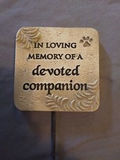 Devoted Companion Pet Memorial Plant or Garden Grave Maker Stake Plaque Ganz