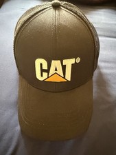 CAT Black Trucker Hat Mesh Back Logo Solid Me...