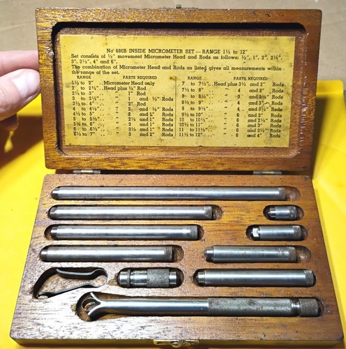 Lufkin Model No. 680B Vintage Precision Inside Micrometer Set 1-1/2 to ...