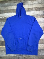 Nike Hoodie Mens L Center Swoosh Sweatshirt Blue Pullover Regular Fit