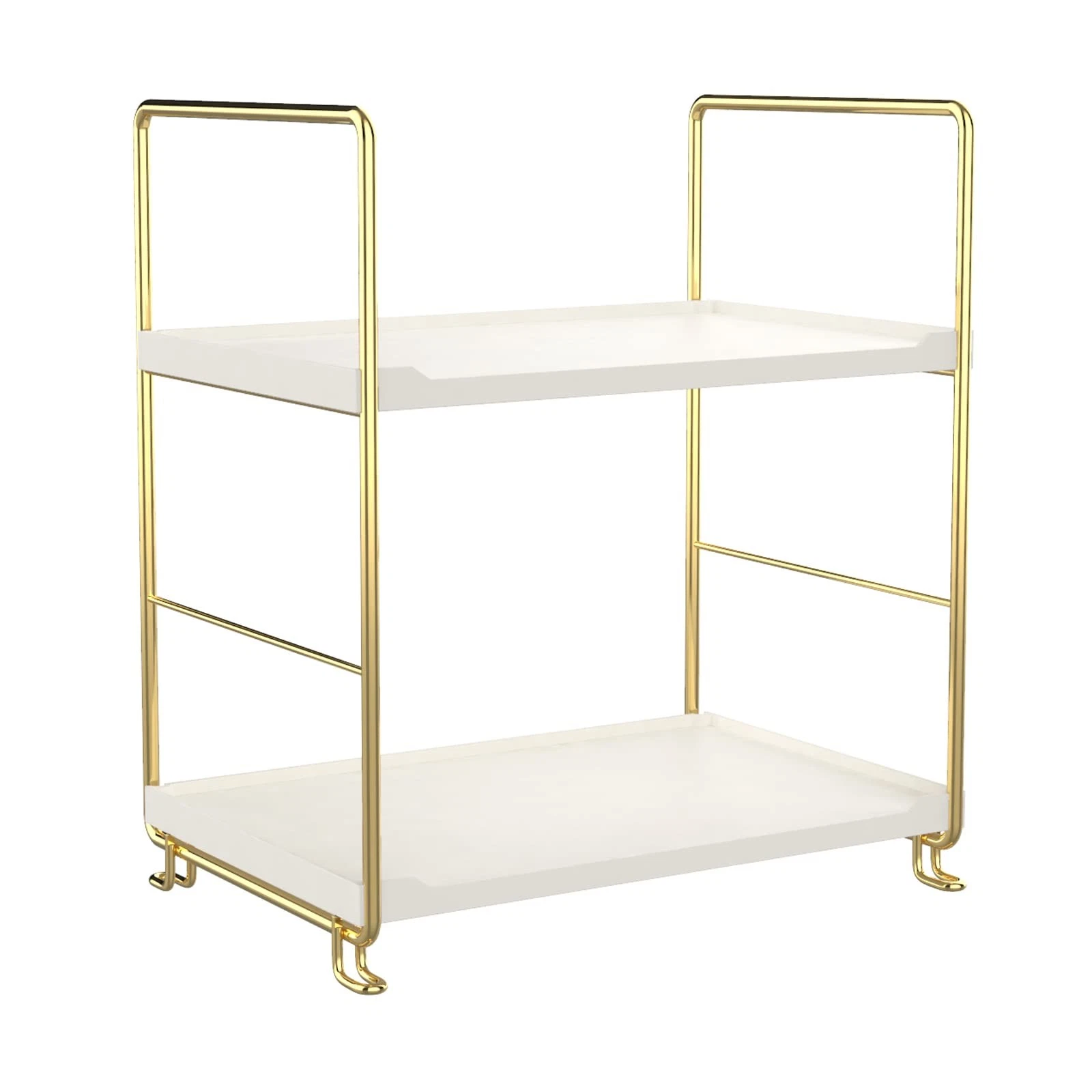 2-Tier Kitchen Spice Rack Freestanding Stackable Golden Counter Shelf