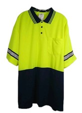 First Class Men 3XL Yellow/Blue High Visibility Two Tone Short Sleeve Polo Shirt