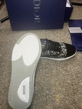 Dior B23 League Low-Top Sneaker White/Black, Oblique Canvas, Size 41/8