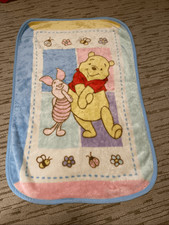 Vintage Disney Winnie The Pooh and Piglet plush Baby or Crib Blanket 31  x42  