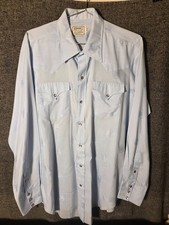 CALIFORNIA RANCHWEAR SHIRT VINTAGE ROCKABILLY WESTERN 16.5 X 35 LIGHT BLUE