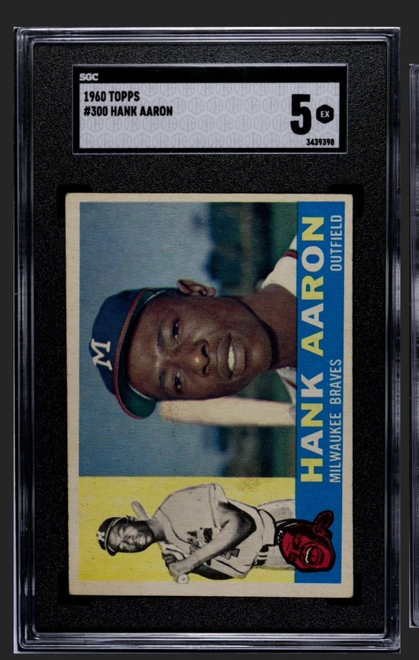🔥🟥Hank Aaron🟦🔥 1960 Topps #300 SGC 5 EX Vintage HOF Braves Foto 4 de 4